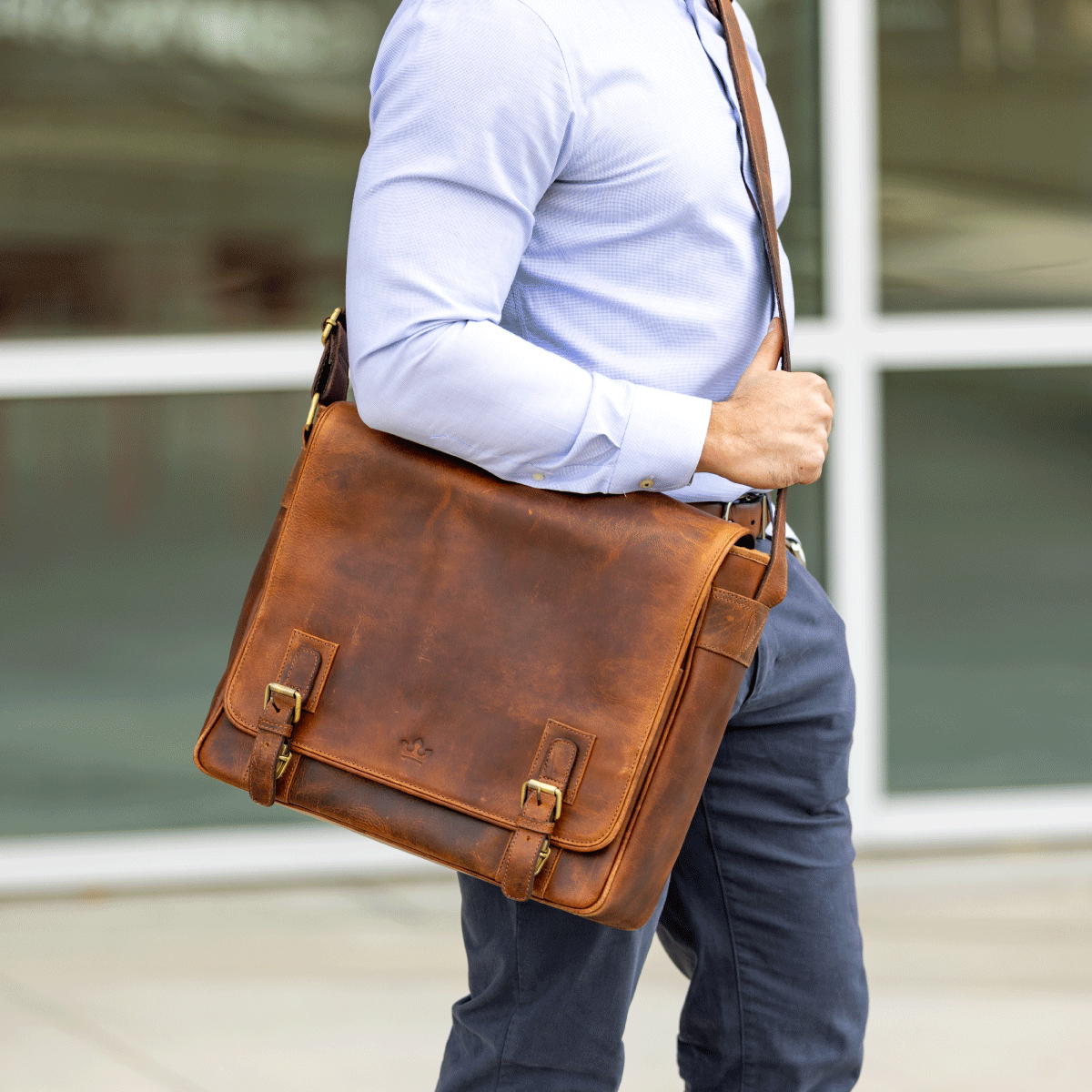 Buffalo Leather Messenger Bag