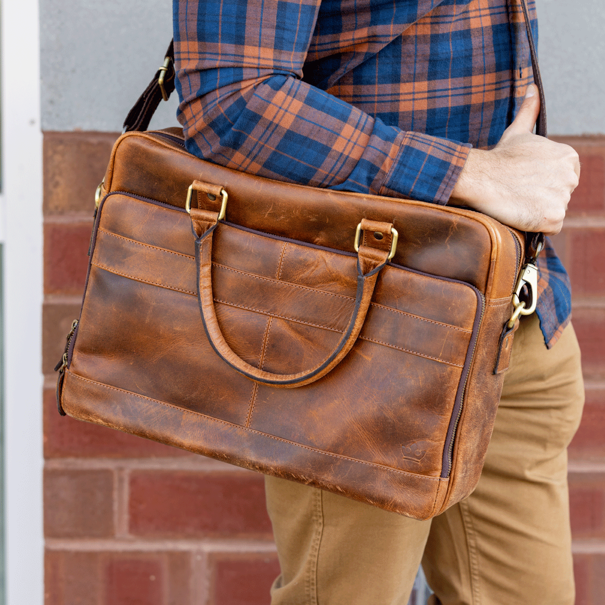 Classic Buffalo Leather Laptop Bag