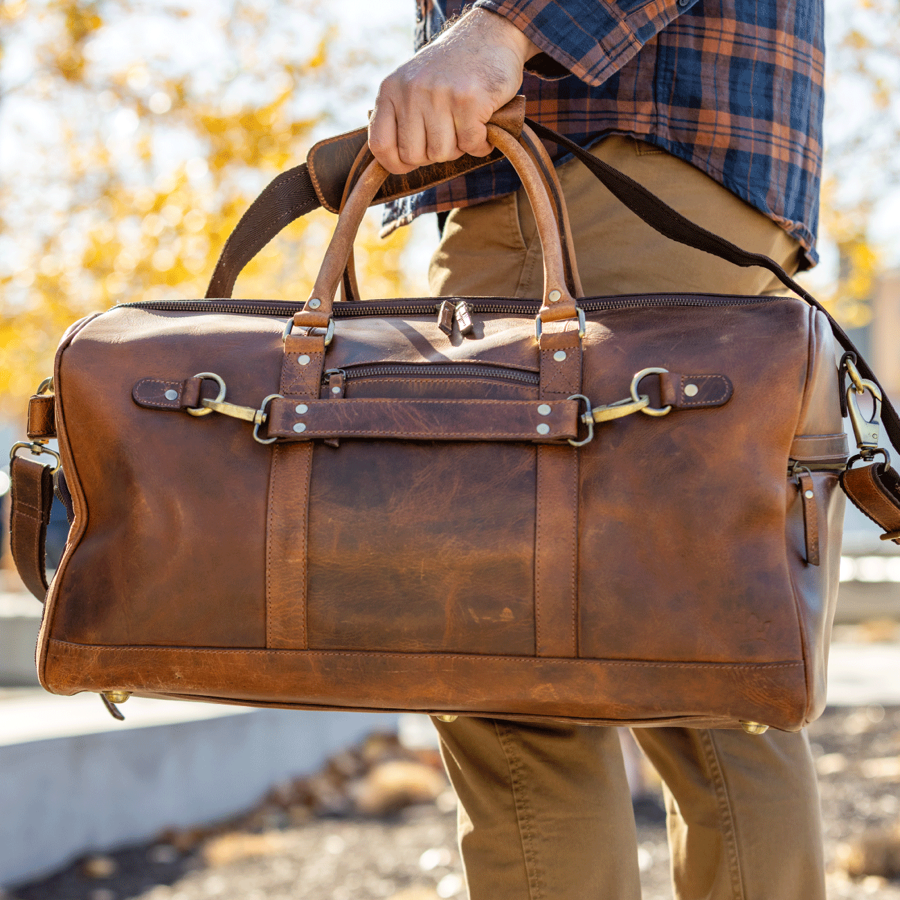 Buffalo Leather Weekender Duffle Bag